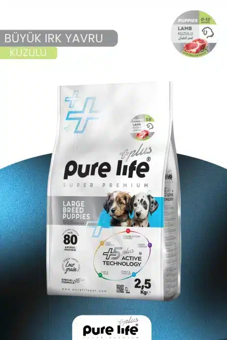 PURELİFE PLUS KUZULU BÜYÜK IRK YAVRU KÖPEK MAMASI 2.5KG