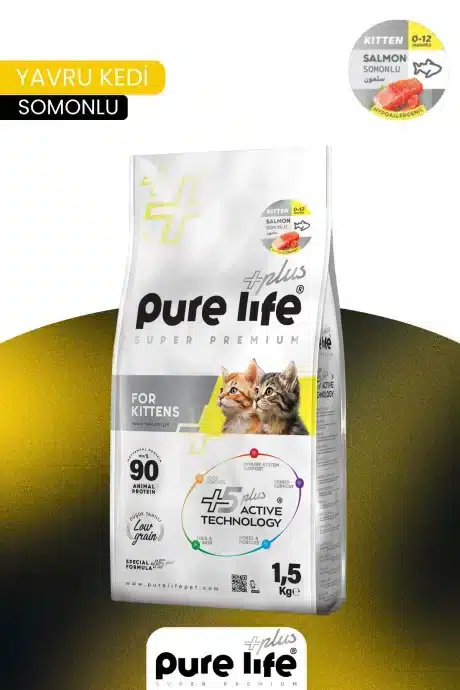 PURELİFE PLUS SOMONLU YAVRU KEDİ MAMASI 1.5KG