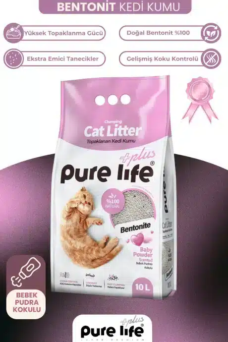 PURELİFE PLUS BEBEK PUDRALI KEDİ KUMU 10 LT