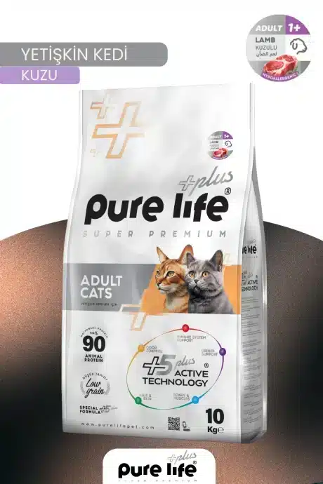 PURELİFE PLUS KUZULU YET. KEDİ MAMASI 10KG